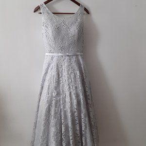 NEW - HANDMADE SILVER-GRAY LACE DRESS - BEAUTIFUL